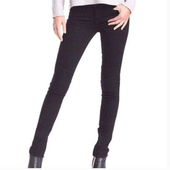 Vince Denim - VINCE Black Mid Rise 5 Pocket Zip Ankle Moto Skinny Jeans Women's Size 26